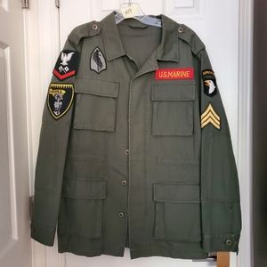 Military Style Olive Jacket with US Marine Logo